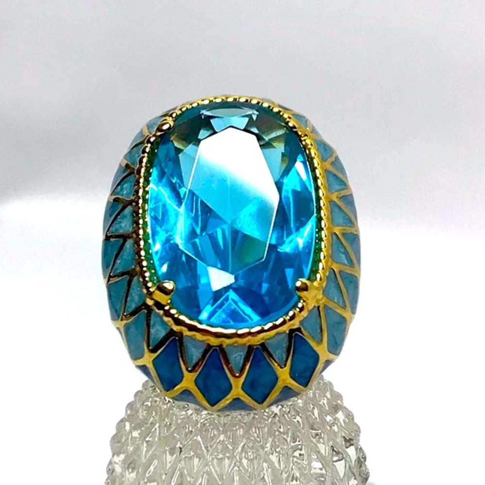 JB China Aquamarine/Enamel Statement Ring
